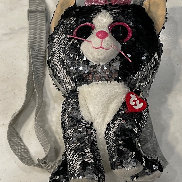 TY Fashion Flippy Sequin Backpack - KIKI the Cat (Mint) - Picture 5 of 6